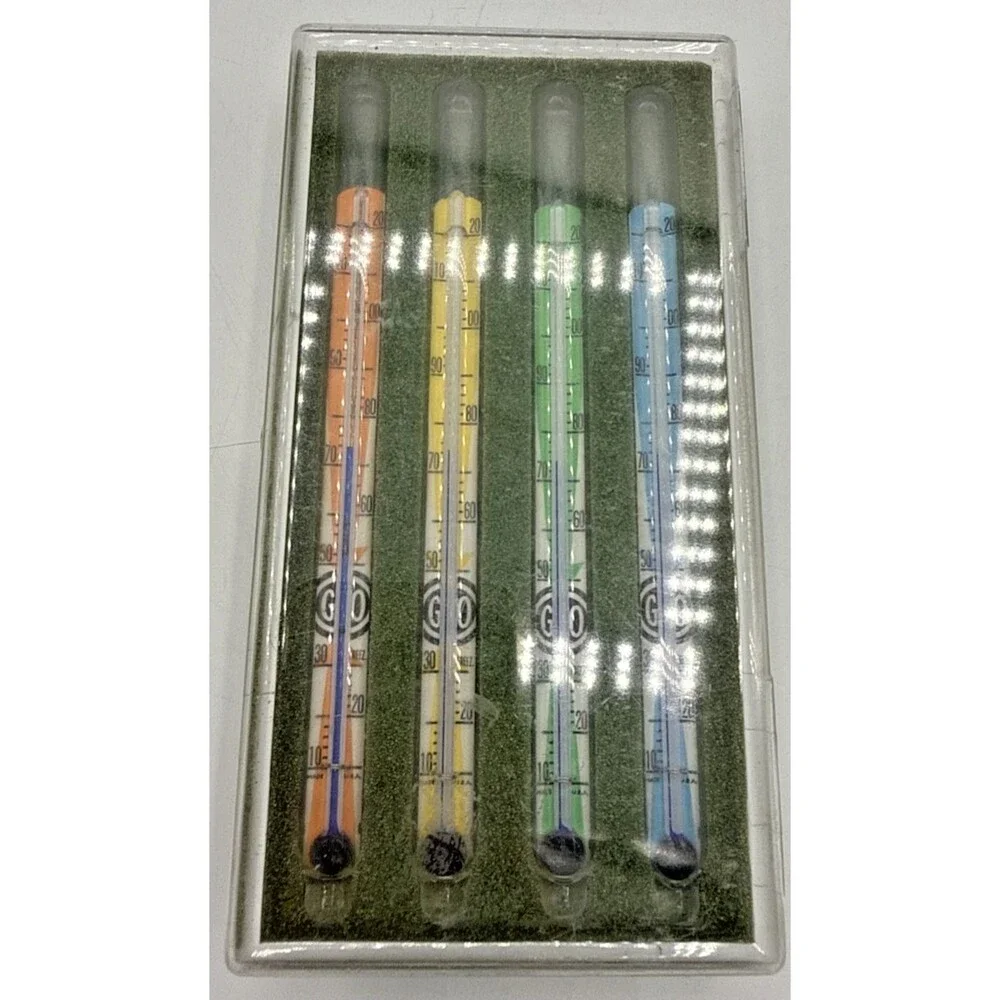Vintage AcuRite Thermometers Swizzle Sticks Set Of 8 W/Original Box
